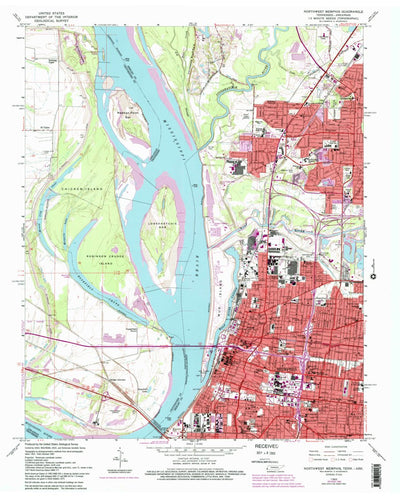 United States Geological Survey Northwest Memphis, TN-AR (1965, 24000-Scale) digital map