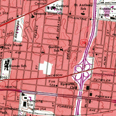 United States Geological Survey Northwest Memphis, TN-AR (1965, 24000-Scale) digital map