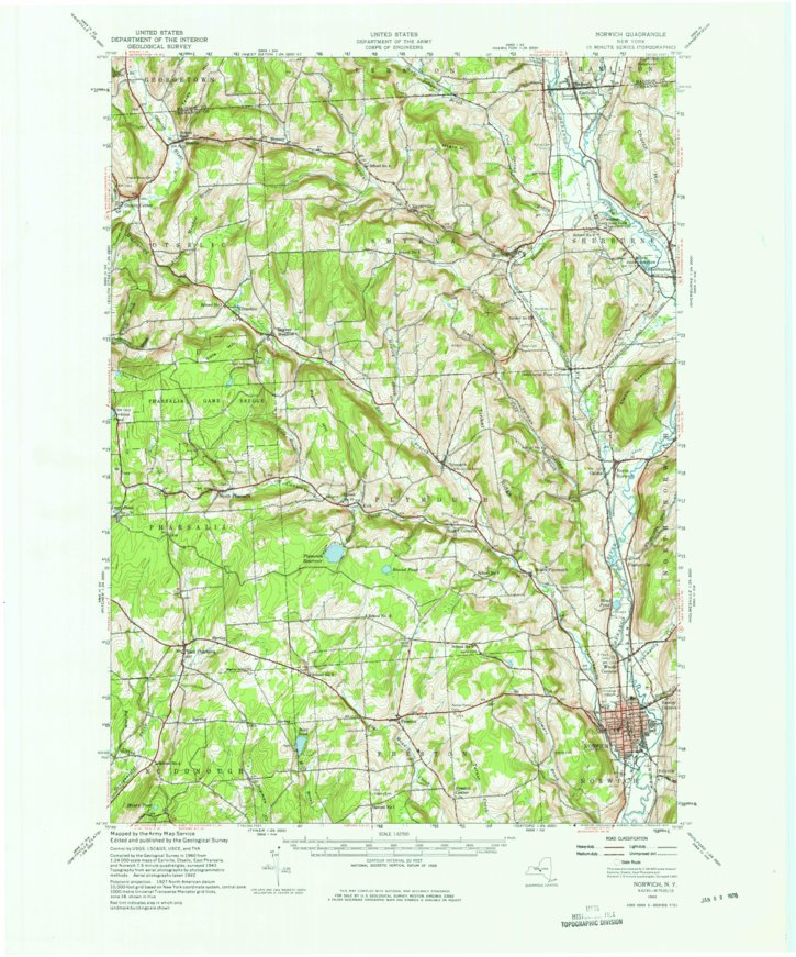 邦楽 NORWICH STREET EXTENSION Norwich, NY (1943, 24000-Scale) Map by United States Geological