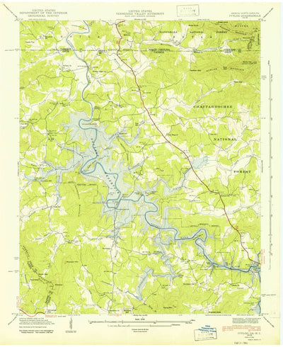 United States Geological Survey Nottely Dam, GA-NC (1942, 24000-Scale) digital map