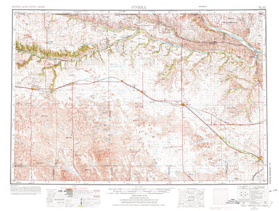 United States Geological Survey O'Neill, NE-SD (1955, 250000-Scale) digital map