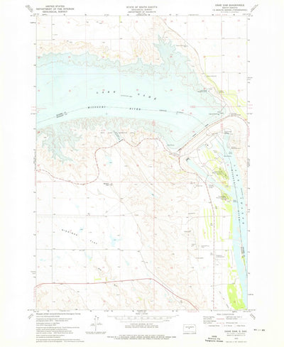 United States Geological Survey Oahe Dam, SD (1973, 24000-Scale) digital map