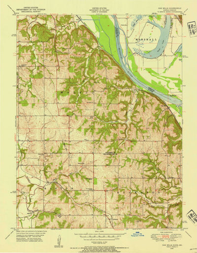 United States Geological Survey Oak Mills, KS-MO (1948, 24000-Scale) digital map