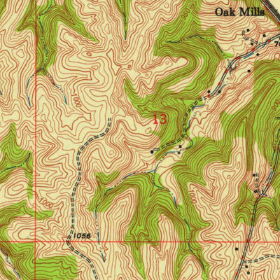 United States Geological Survey Oak Mills, KS-MO (1948, 24000-Scale) digital map