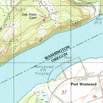 United States Geological Survey Oak Point, WA-OR (1985, 24000-Scale) digital map