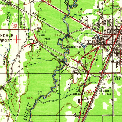 United States Geological Survey Oakdale, LA (1942, 62500-Scale) digital map