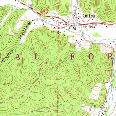 United States Geological Survey Oates, MO (1967, 24000-Scale) digital map
