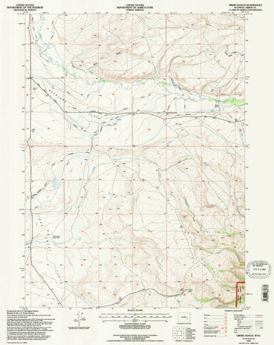 United States Geological Survey Oberg Ranch, WY (1992, 24000-Scale) digital map