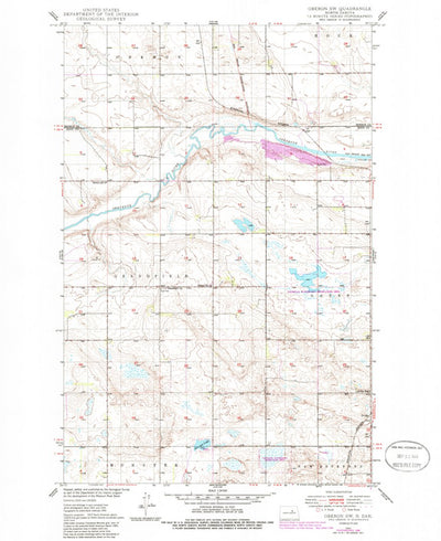 United States Geological Survey Oberon SW, ND (1950, 24000-Scale) digital map