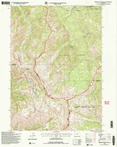 United States Geological Survey Observation Peak, WY (1996, 24000-Scale) digital map