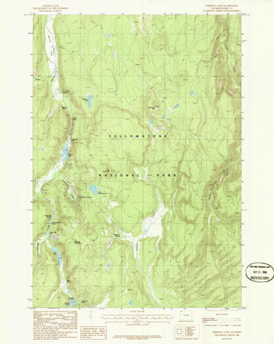 United States Geological Survey Obsidian Cliff, WY (1986, 24000-Scale) digital map