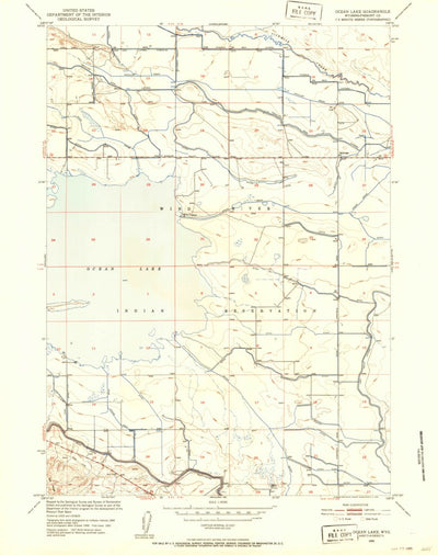United States Geological Survey Ocean Lake, WY (1950, 24000-Scale) digital map
