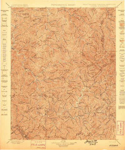 United States Geological Survey Oceana, WV-VA-KY (1898, 125000-Scale) digital map