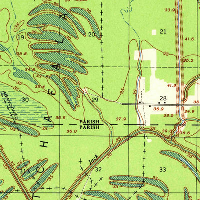 United States Geological Survey Odenburg, LA (1955, 62500-Scale) digital map