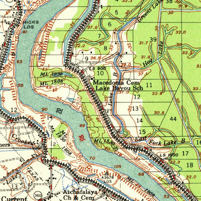 United States Geological Survey Odenburg, LA (1955, 62500-Scale) digital map
