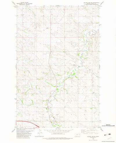 United States Geological Survey Odland Dam SW, MT (1982, 24000-Scale) digital map