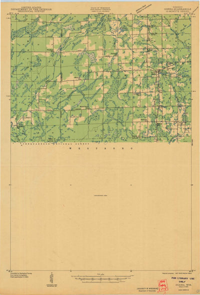 United States Geological Survey Ogema, WI (1944, 48000-Scale) digital map