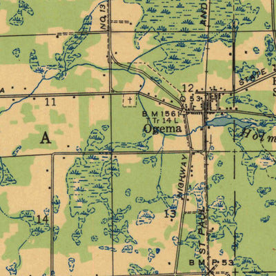 United States Geological Survey Ogema, WI (1944, 48000-Scale) digital map