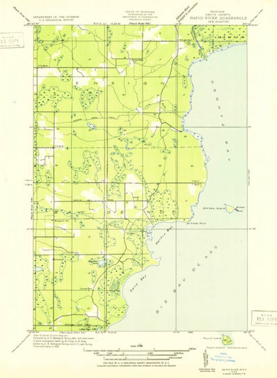 United States Geological Survey Ogontz, MI (1932, 31680-Scale) digital map
