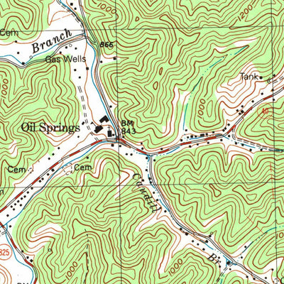 United States Geological Survey Oil Springs, KY (1992, 24000-Scale) digital map