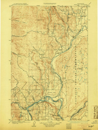 United States Geological Survey Okanogan, WA (1905, 125000-Scale) digital map