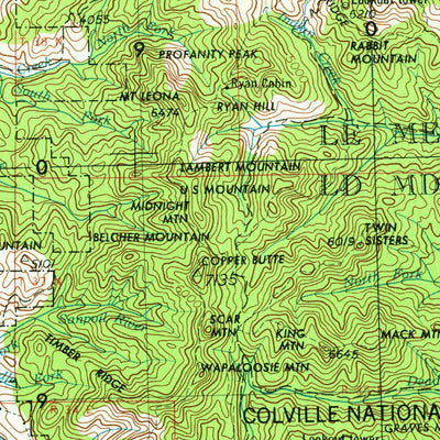 United States Geological Survey Okanogan, WA (1954, 250000-Scale) digital map