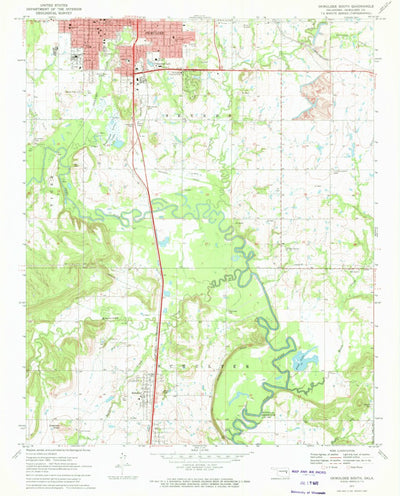 United States Geological Survey Okmulgee South, OK (1971, 24000-Scale) digital map