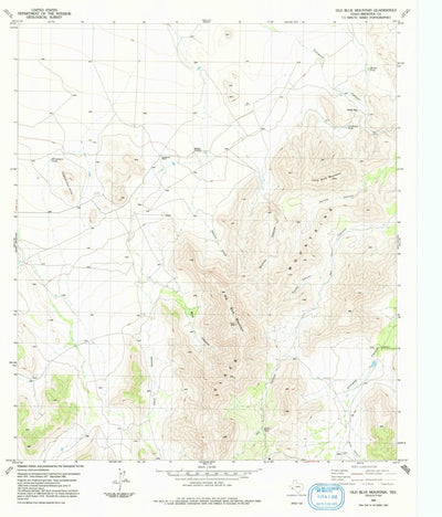 United States Geological Survey Old Blue Mountain, TX (1983, 24000-Scale) digital map