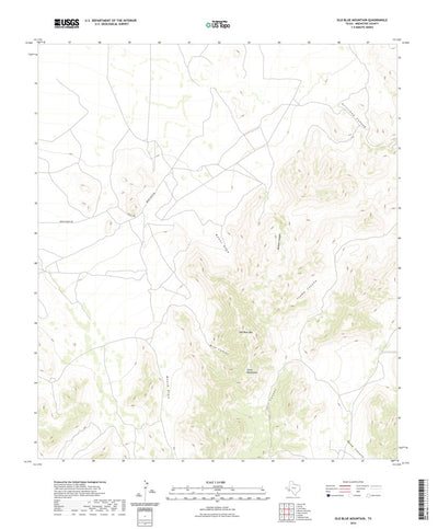 United States Geological Survey Old Blue Mountain, TX (2022, 24000-Scale) digital map