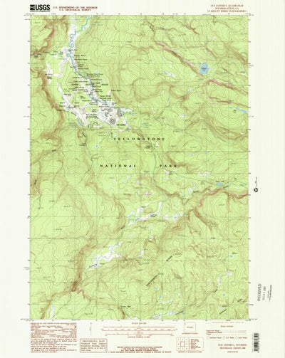 United States Geological Survey Old Faithful, WY (1986, 24000-Scale) digital map