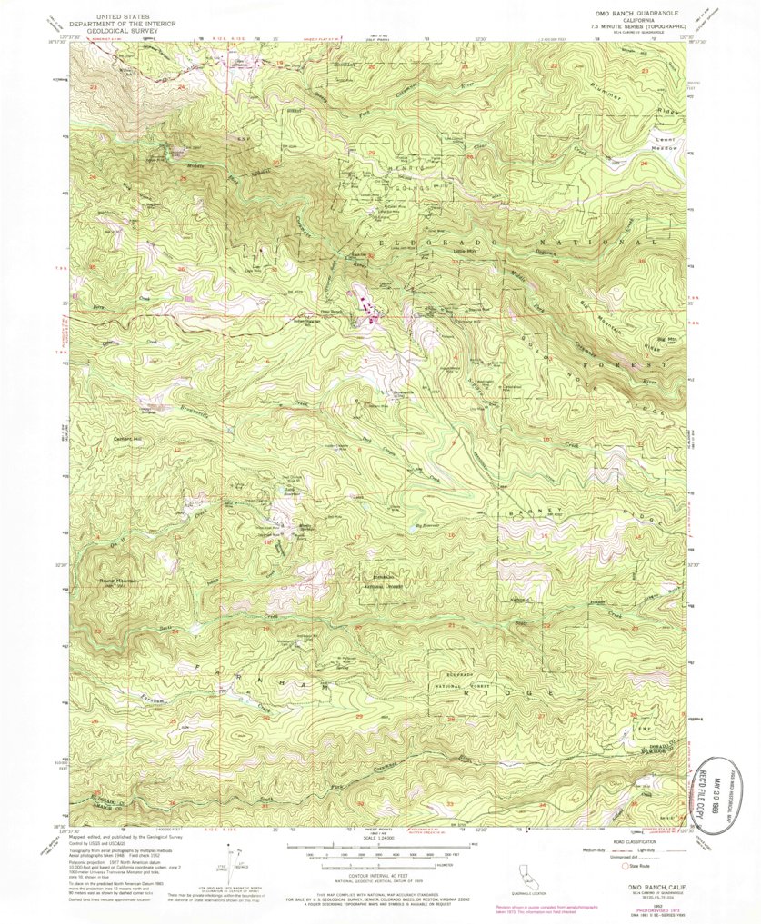 Omo Ranch Omo Ranch, CA (1952, 24000-Scale) Map by United States Geological ...