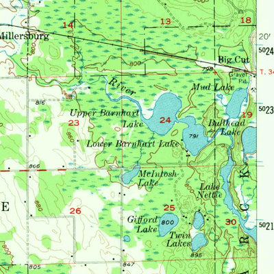 United States Geological Survey Onaway, MI (1957, 62500-Scale) digital map