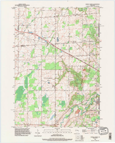 United States Geological Survey Oneida North, WI (1992, 24000-Scale) digital map