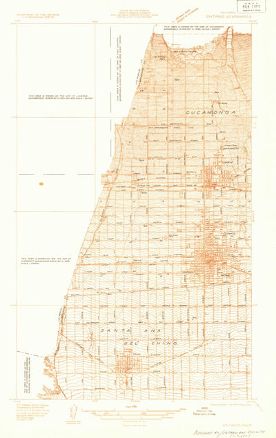 United States Geological Survey Ontario, CA (1933, 31680-Scale) digital map