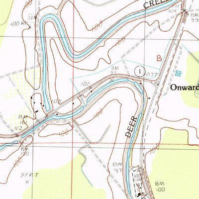United States Geological Survey Onward, MS (1988, 24000-Scale) digital map