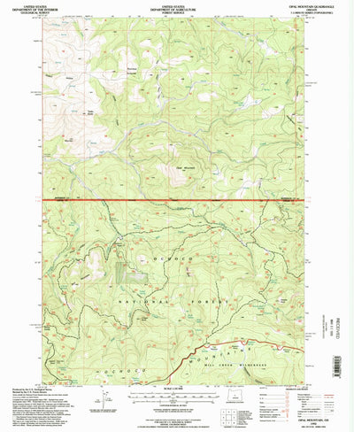 United States Geological Survey Opal Mountain, OR (1992, 24000-Scale) digital map