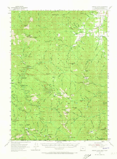 United States Geological Survey Oregon Caves, OR-CA (1954, 62500-Scale) digital map