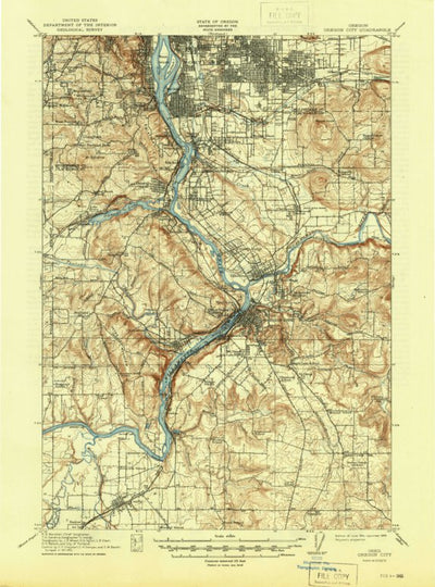 United States Geological Survey Oregon City, OR (1914, 62500-Scale) digital map
