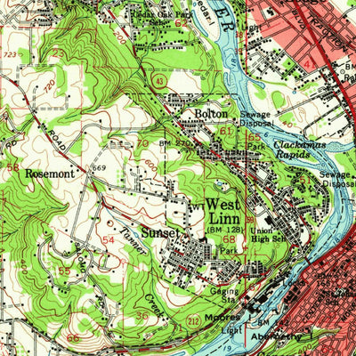 United States Geological Survey Oregon City, OR (1961, 62500-Scale) digital map