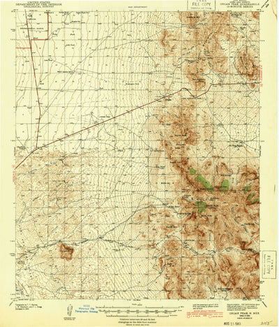 United States Geological Survey Organ Peak, NM (1943, 62500-Scale) digital map