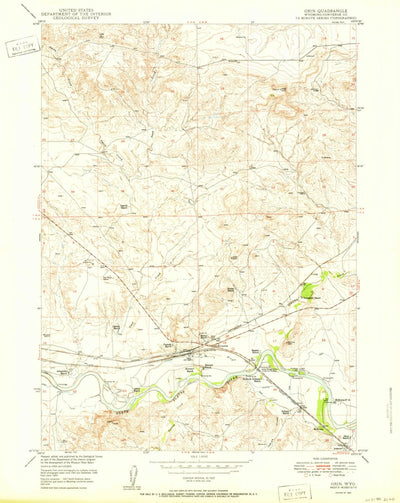 United States Geological Survey Orin, WY (1950, 24000-Scale) digital map