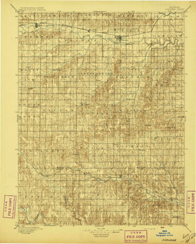United States Geological Survey Osborn, KS (1896, 125000-Scale) digital map
