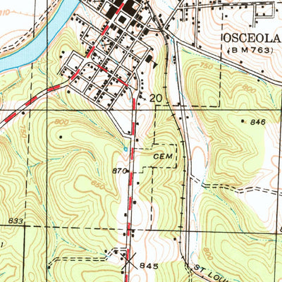 United States Geological Survey Osceola, MO (1939, 24000-Scale) digital map