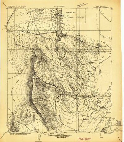 United States Geological Survey Oscura Peak, NM (1918, 125000-Scale) digital map