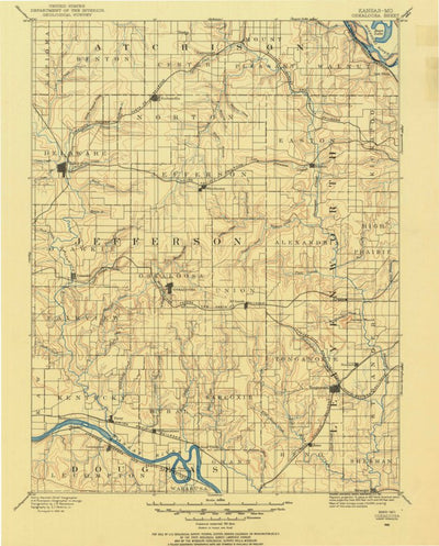 United States Geological Survey Oska Loosa, KS-MO (1886, 125000-Scale) digital map