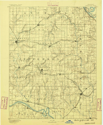 United States Geological Survey Oska Loosa, KS-MO (1888, 125000-Scale) digital map