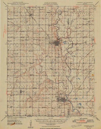 United States Geological Survey Oswego, KS (1948, 62500-Scale) digital map