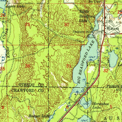 United States Geological Survey Otsego Lake, MI (1949, 62500-Scale) digital map