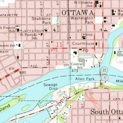 United States Geological Survey Ottawa, IL (1970, 24000-Scale) digital map