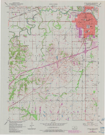 United States Geological Survey Ottawa South, KS (1956, 24000-Scale) digital map